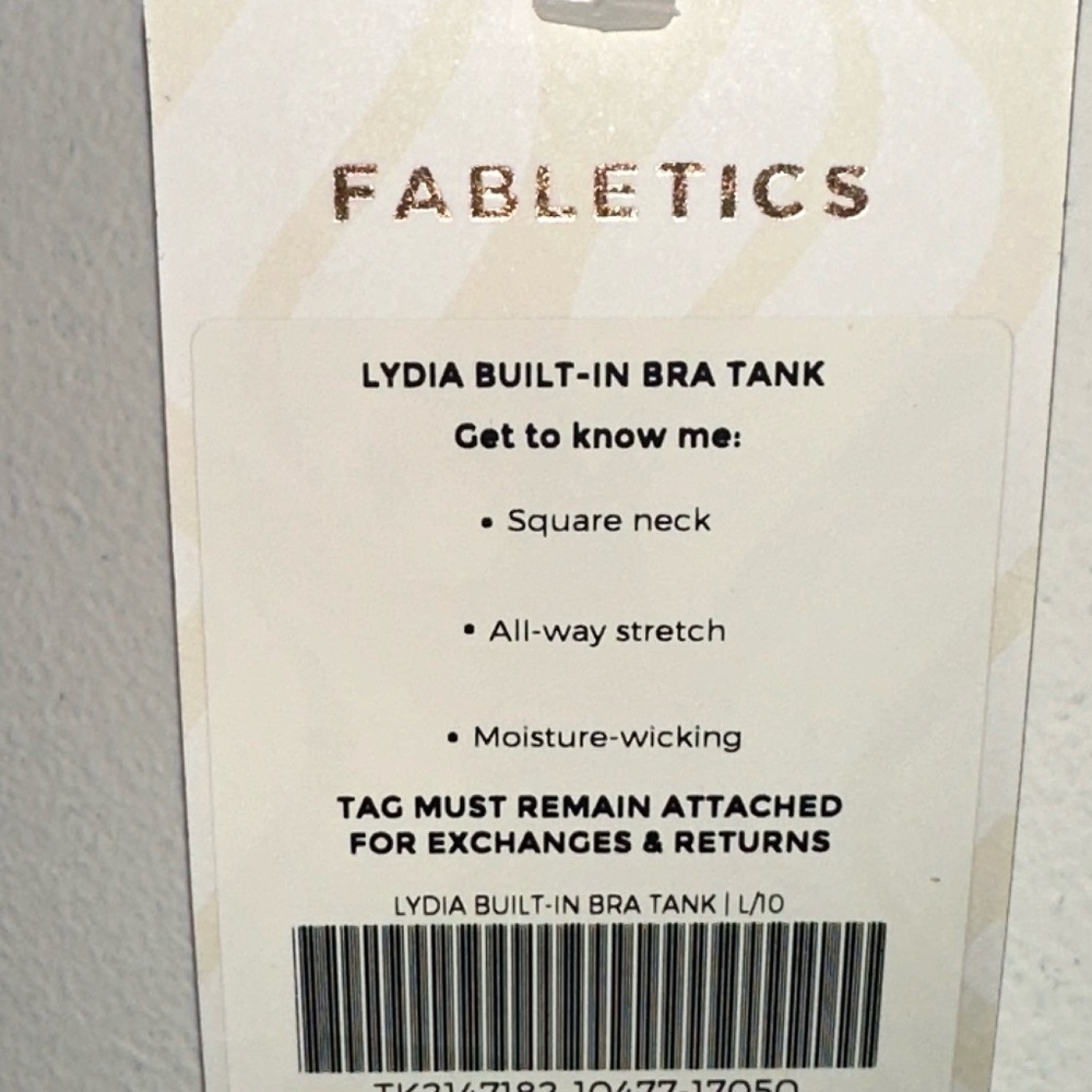 NWT fabletics fresh air Lydia built-in sports bra long line crop tank L - Picture 9 of 10